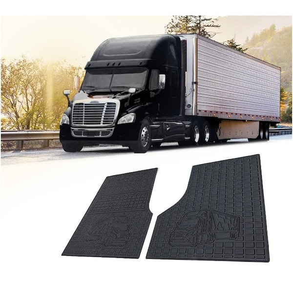 Mytee Products Black Semi Truck Floor Mats Liners for Cascadia Floor Mats w/Non-Slip - 1Pair MAT-FC2P-2D0816 - main