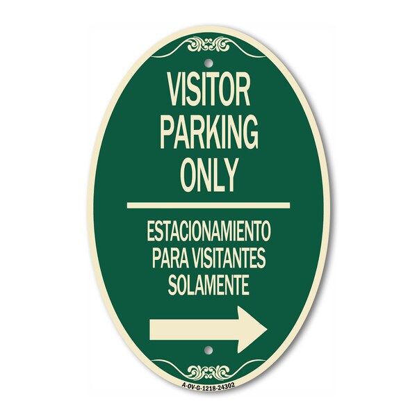 Signmission Bilingual Reserved Parking Sign Visitor Parki, 12 In X 18 In Architectural, Heavy Gauge Aluminum A-OV-G-1218-24302 - main