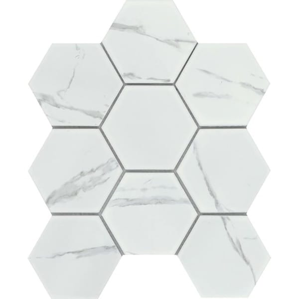 Emser Tile Elegan Series Porcelain Mosaic Tile, 11 in L Tile, 10 in W Tile, Pressed Edge, Calacata, 20PK W95ELEGCA1011MH4M - main