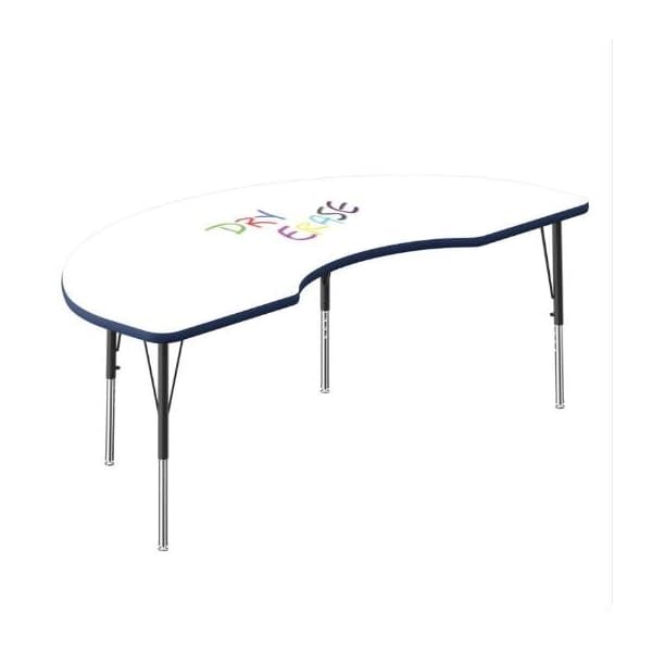 Correll Kidney Dry Erase Activity Table, 72 in W, 36 in L, 19 in to 29 in H, Particleboard, Frosty White A3672DE-KID-80-09-37 - main