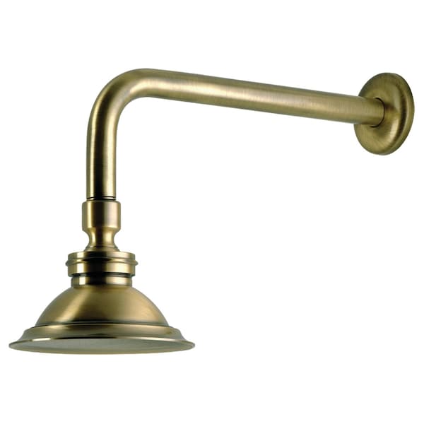 Kingston Brass 4-13/16" Round Raindrop Brass Shower Head with 12" Shower Arm, Antique Brass P10ABCK - main