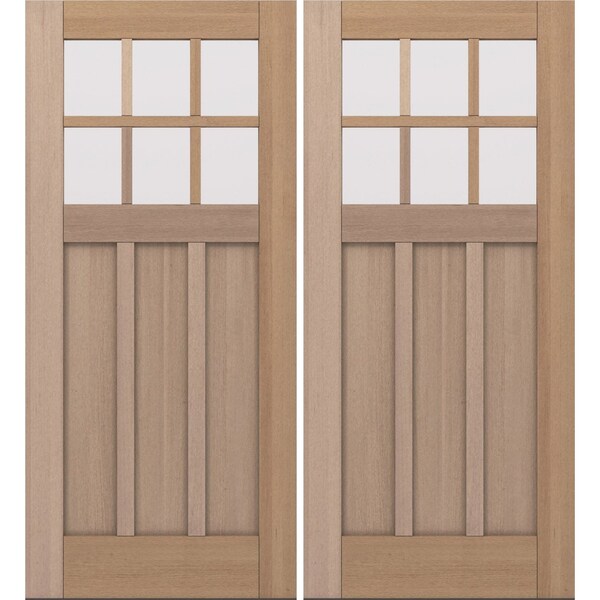Doornmore CRF-P3G6, 74.5" x 82" ( 2x36" Door) Left Hand, Mahogany SDL 6 Lite Exterior Door CRF-P3G6-SW-3680_2_LI - main
