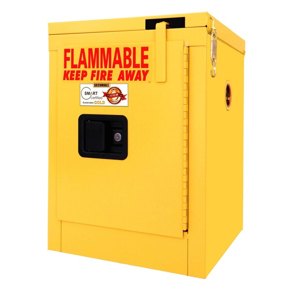 Securall Flammable Storage Cabinet, 4 Gallon, 1 Shelves, 17 in W x 24 in H x 17 in D, Yellow A302 - main