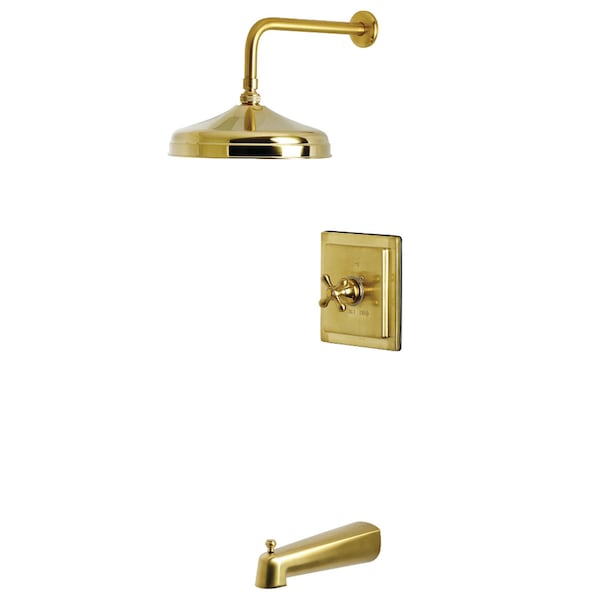 Kingston Brass Single-Handle Pressure Balanced Tub and Shower Faucet, Brushed Brass KB6147AX - main