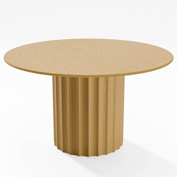 Homeroots 52" Brown Solid Wood Pedestal Base Round Top Dining Table 720999 - main