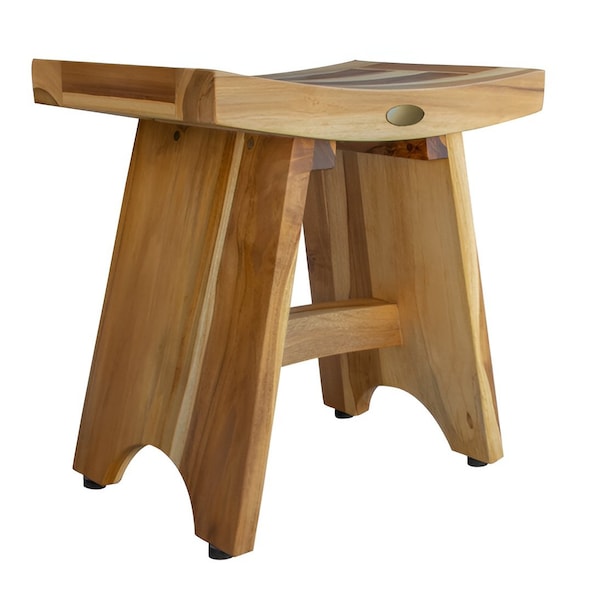 Homeroots 18" Natural Teak Rectangular Shower Bench 376726 - main