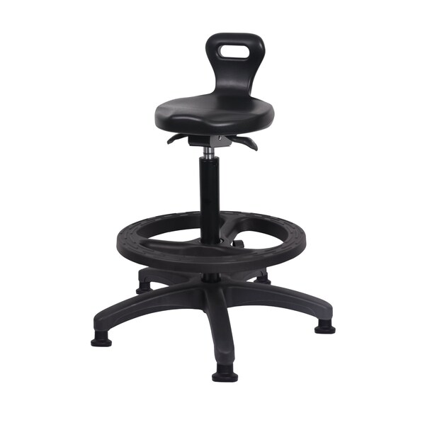 Blue Ridge Ergonomics Polyurethane Serpent Sit-Stand with Black Foot Ring in Black Polyurethane PSPHBST-RG-BF-RG-BLK - main