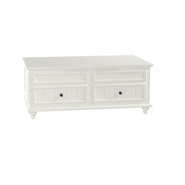 Homeroots 48" White Wood Lift Top Solid Coffee Table With Two Drawers 490742 - main