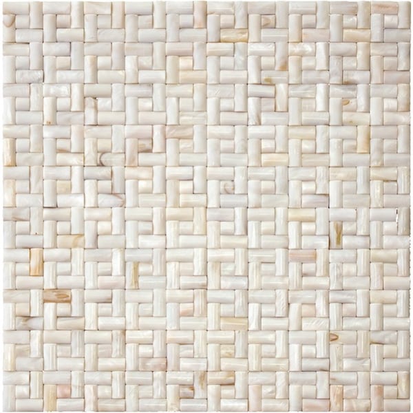 Apollo Tile Beige White 11.7 in x 11.7 in Shell Polished Floor and Wall Mosaic Tile 19.01 sqft/case, 20PK APLSME88004A - main