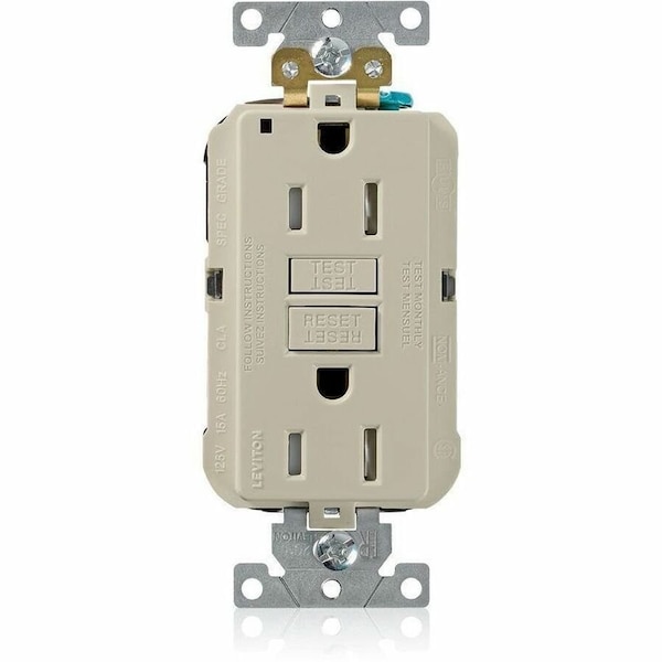 Leviton Self-Test GFCI Receptacle, Lev-Lok, 15 Amp, 125 VAC, 5-15R NEMA MGFT1-I - main