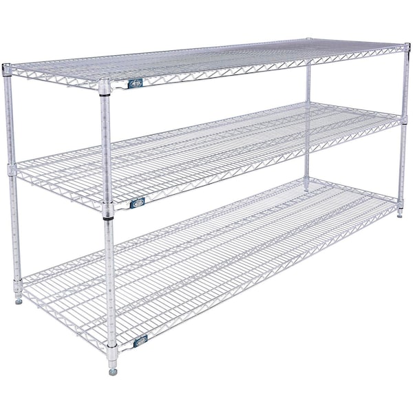 Global Industrial Nexel 3 Shelf, Stainless Steel Wire Shelving Unit, Starter, 72"W x 21"D x 34"H B3149731 - main