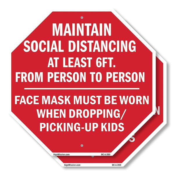 Signmission Maintain Social Distancing At Least, 10 inch X 10 inch, Aluminum Metal Signs, 2PK OC-A-2PACK-10-200 - main
