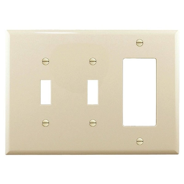 Eaton Wiring Devices Combination Wallplate, 6.76 in L, 4.87 in W, Mid, 3 -Gang, Polycarbonate, High-Gloss PJ226LA - main