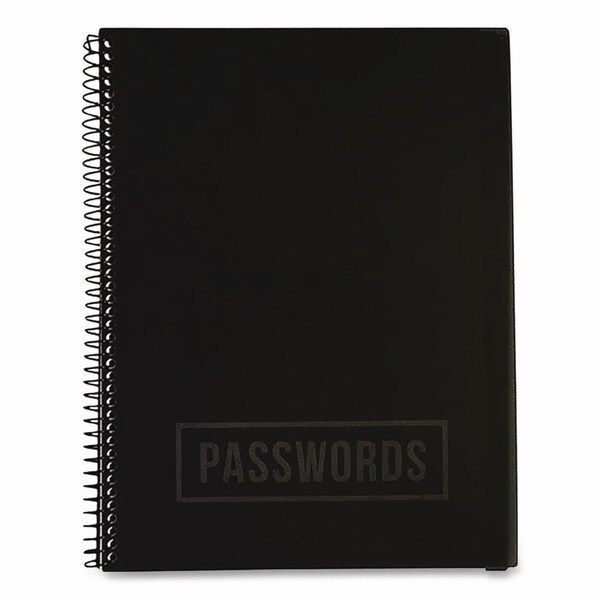 Re-Focus The Creative Office Large Password Log Book, User-Name/Password Format, Black Cover, (48) 10 x 7.5 Sheets LARGEPWBOOKBLK - main