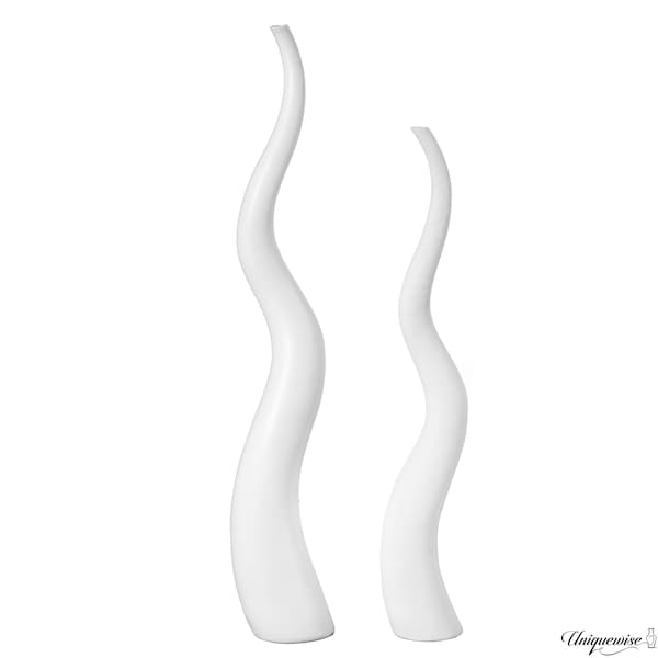 Uniquewise 51in Tall Animal Horn Shape Floor Vase: Elegant Ceramic White Accent for Entryway, Dining, or QI004040.W.2 - main
