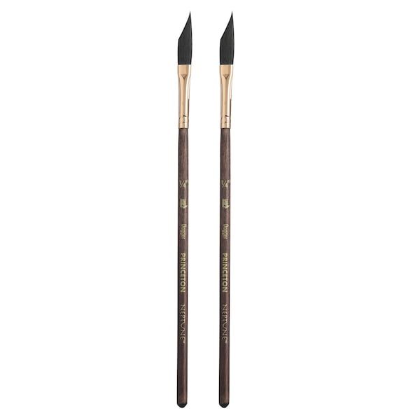 Princeton Neptune Dagger Brush, Synthetic Bristles, Short Handle Watercolor Paintbrush, Size 1/4 inch, 2PK P4750DG025 - main