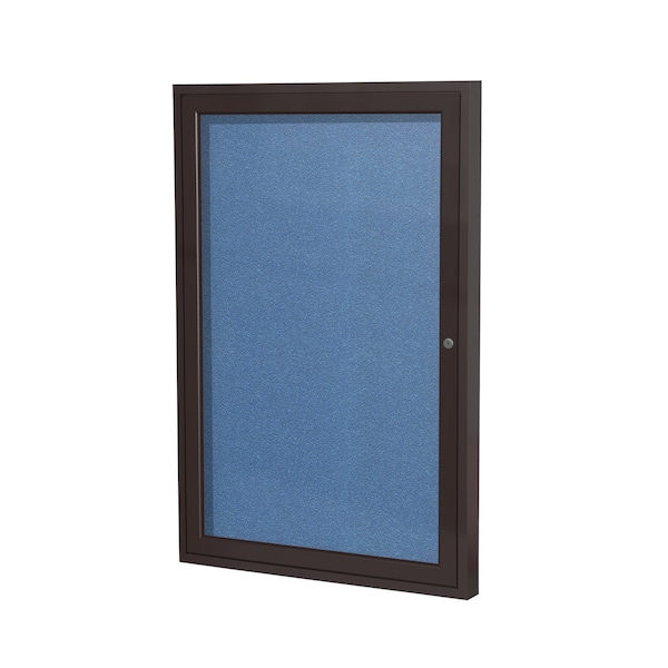 Ghent Indoor/Outdoor Enclosed Vinyl Bulletin Board, Bronze Aluminum Frame, 36''Hx30''W, 1 Door, Ocean PB13630VX-191 - main