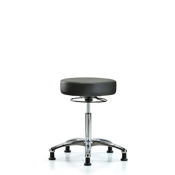 Blue Ridge Ergonomics Vinyl Stool, Chrome, Med Bench, Glides, Carbon BR-VMBSO-CR-NF-RG-8823 - main