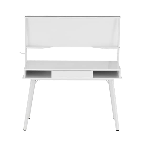 Homeroots 47" White Wood and Stainless Steel Computer Desk 723737 - main