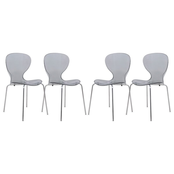 Leisuremod Modern Oyster Transparent Side Chair, Transparent Black, 4PK OC17TBL4 - main