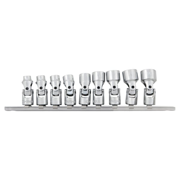 Performance Tool 9 pc. 1/4 in. Dr. Metric Flex Socket Set, 6 Pt, Recessed Edges W36981 - main