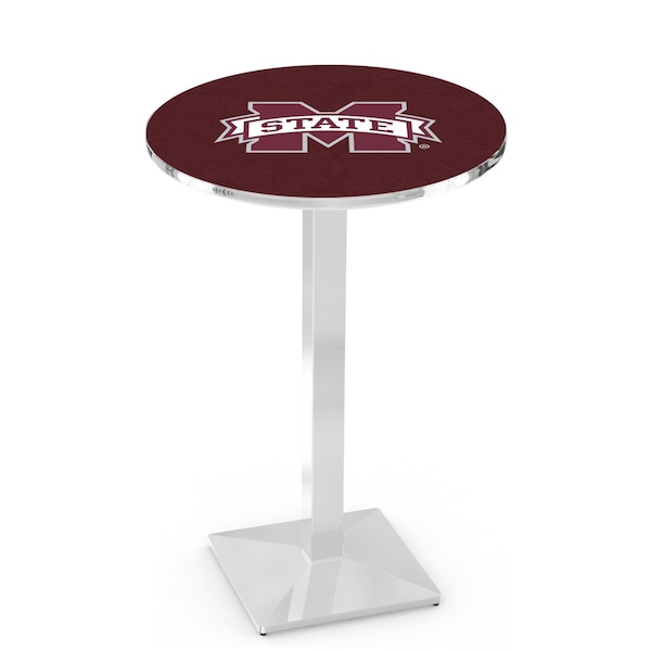 Holland Bar Stool Co 36" Chrome Mississippi State Pub Table, 36" dia. Top L217C3636MssStU - main