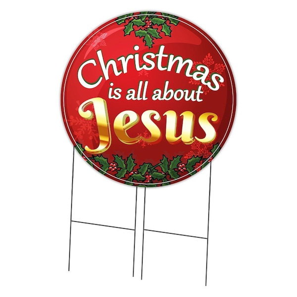 Signmission Christmas Is All About Jesus Double Sided Corrugated Plastic Circle Yard Sign C-36-CIR-DS-WS-ChristmasisallaboutJesus - main