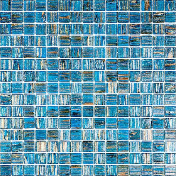 Apollo Tile Celestial 12 in. x 12 in. Glossy Blue and Gold Glass Mosaic Wall and Floor Tile 20 sqft/case, 20PK APLST88BL532A - main