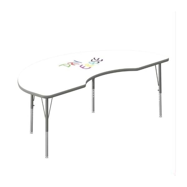 Correll Kidney Dry Erase Activity Table, 72 in W, 36 in L, 19 in to 29 in H, Particleboard, Frosty White A3672DE-KID-80-14-13 - main