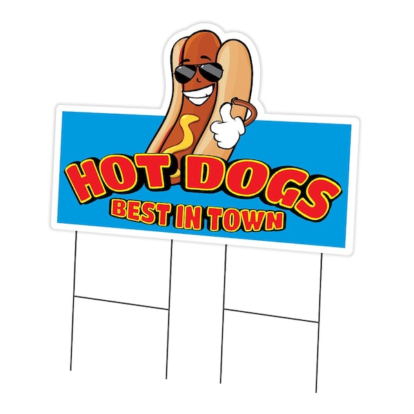 Signmission Hot Dogs Best In Town Yard & Stake plastic coroplast window, C-DC-2436-Hot Dogs Best In Town C-DC-2436-DS-Hot Dogs Best In Town - main