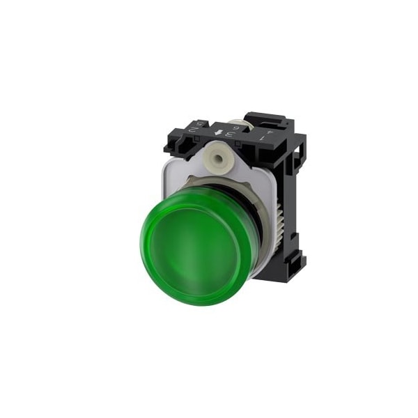 Siemens Indicator lights, 22 mm, round, plastic, green, lens, smooth 3SU1106-6AA40-3AA0 - main