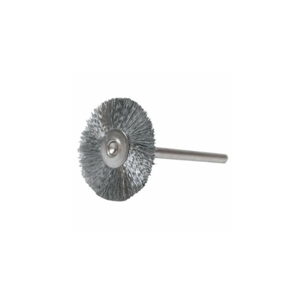Weiler Miniature Stem-Mounted Wheel Brush, 1 in Dia., 0.005 in Steel Wire, 37,000 rpm 804-26015 - main