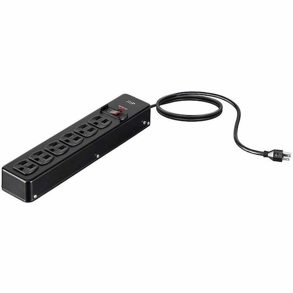 Monoprice Power Strip, Surge, 5-15R, 5-15P, 6 ft., Black 35098 - main