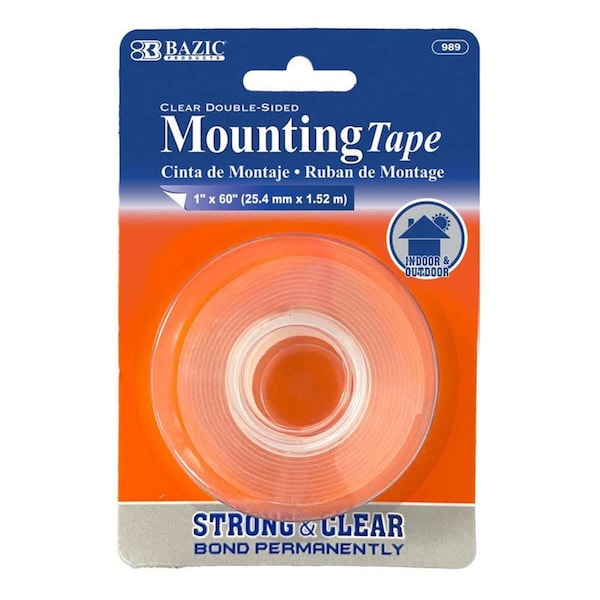 Solid Shelving 1 x 60 in. Double Sided Mounting Tape, Clear SO3325978 - main