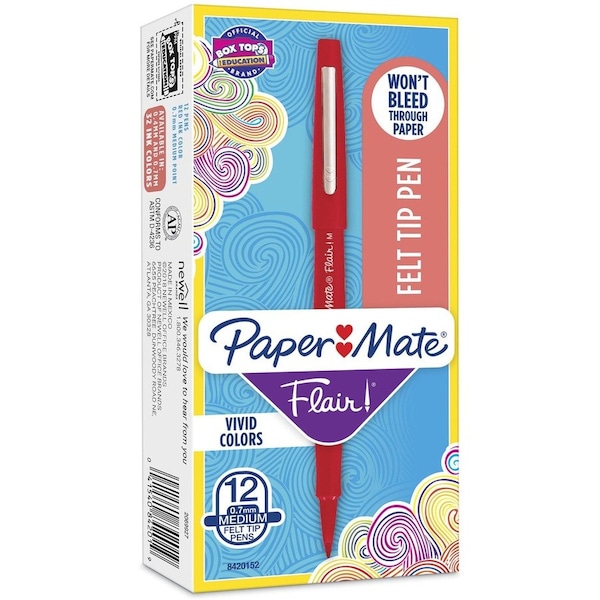 Paper Mate Porous Point Felt Tip Pen, Medium Red PK12 8420152 - main