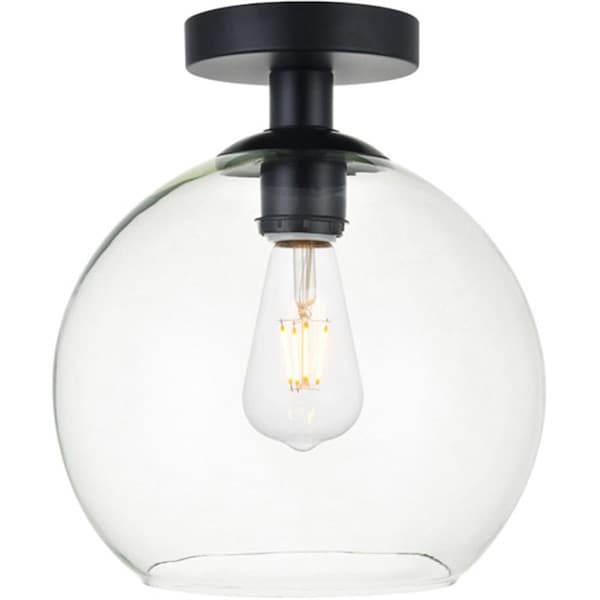 Living District Baxter 1 Light Flush Mount Ceiling Light with Clear Glass, Black LD2210BK - main