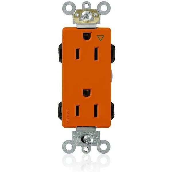 Leviton Straight Blade Receptacle, 5-15R, 15 A, 125V AC, Flush Mount, Isolated Ground M1626-IG - main