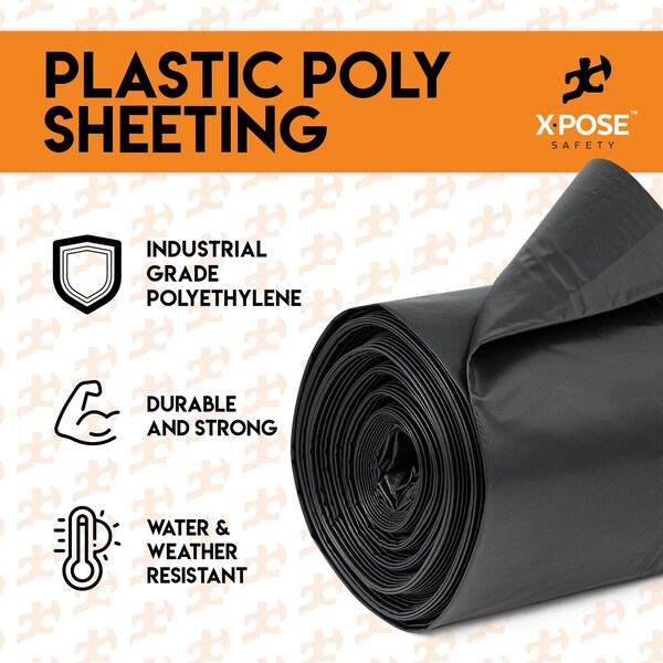 Xpose Safety 10ft x 100ft Black Poly Sheeting, 5.2 Mil, 2PK B-610IS-2-X - main