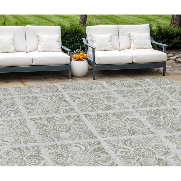 Homeroots 9' X 12' Taupe Beige And Tan Medallion Washable Indoor Outdoor Area Rug 589360 - main