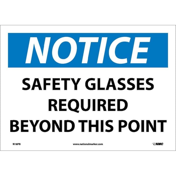 Nmc Notice Safety Glasses Required Beyond This Point Sign N18PB - main