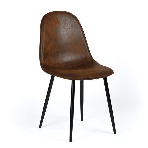 Homeroots Set of Four Espresso and Black Faux Suede and Steel Dining Side Chairs, 4PK 719326 - main