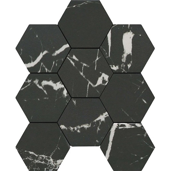 Emser Tile Elegan Series Porcelain Mosaic Tile, 11 in L Tile, 10 in W Tile, Pressed Edge, Nero, 20PK W95ELEGNE1011MH4M - main