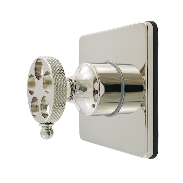 Kingston Brass Single-Handle Six-Way Diverter Valve with Knurled Handle and Square Trim Kit, Polished Nickel KS4046RKX - main