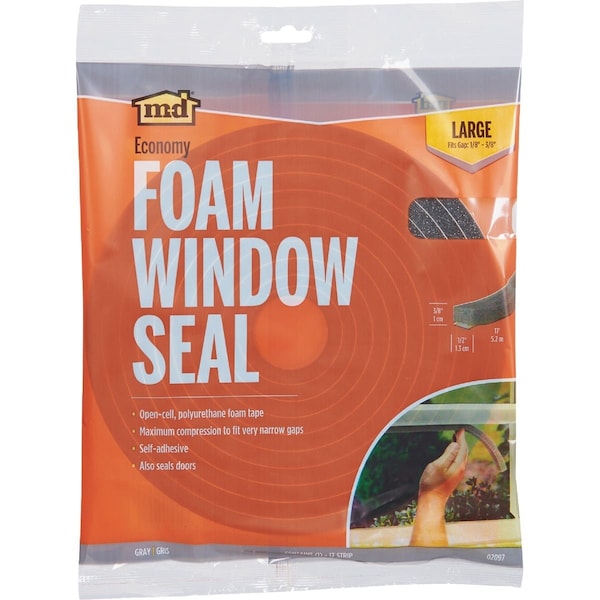 M-D Building Products Building Products 1/2 W x 3/8 T x 17 L Gray Economy Foam Window Seal for Large Gaps 2097 - main