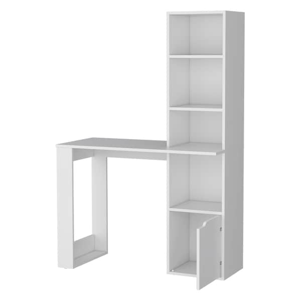 Homeroots 39" White Wood L Shape H-Shape Computer Desk 535152 - main