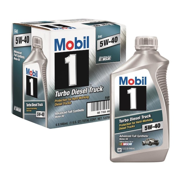 Mobil 1 122253 5W-40 Turbo Diesel Oil Bottles, 1 qt. - Case of 6, 6PK MOB122253 - main