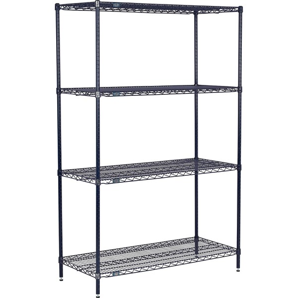 Global Industrial Nexel 4 Shelf, Nexelon Blue Wire Shelving Unit, Starter, 60"W x 21"D x 54"H B969864 - main