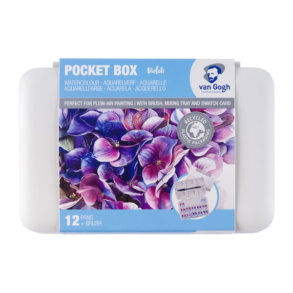 Van Gogh Watercolor Plastic Pocket Box, 12 Pan Pinks & Violets Selection 20808642 - main
