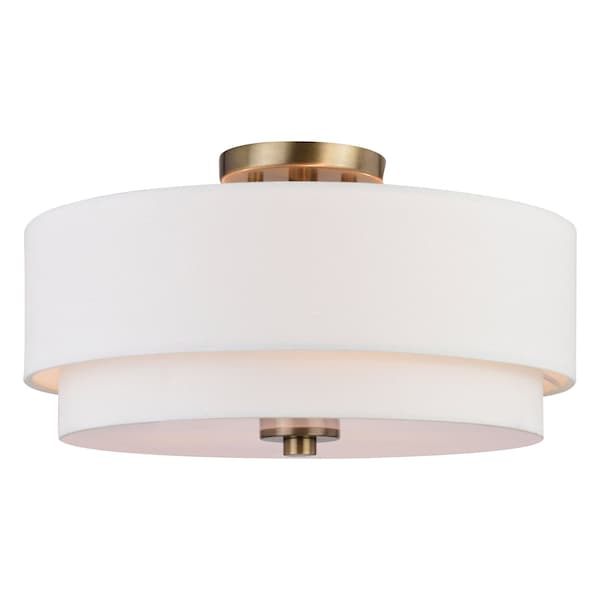 Vaxcel Burnaby 16-in W Matte Brass Mid-Century Modern Semi Flush Mount Ceiling Light C0280 - main