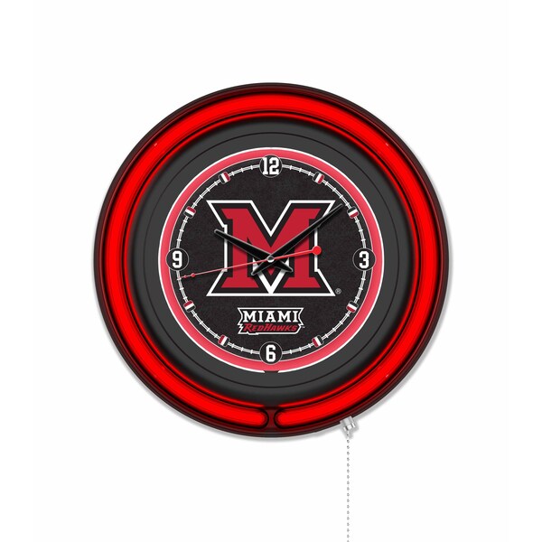 Holland Bar Stool Miami University OH 15 Double Neon Wall Clock Clk15BK - main